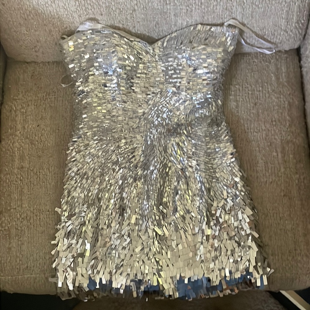 Sherri Hill silver sequin dress, size 2